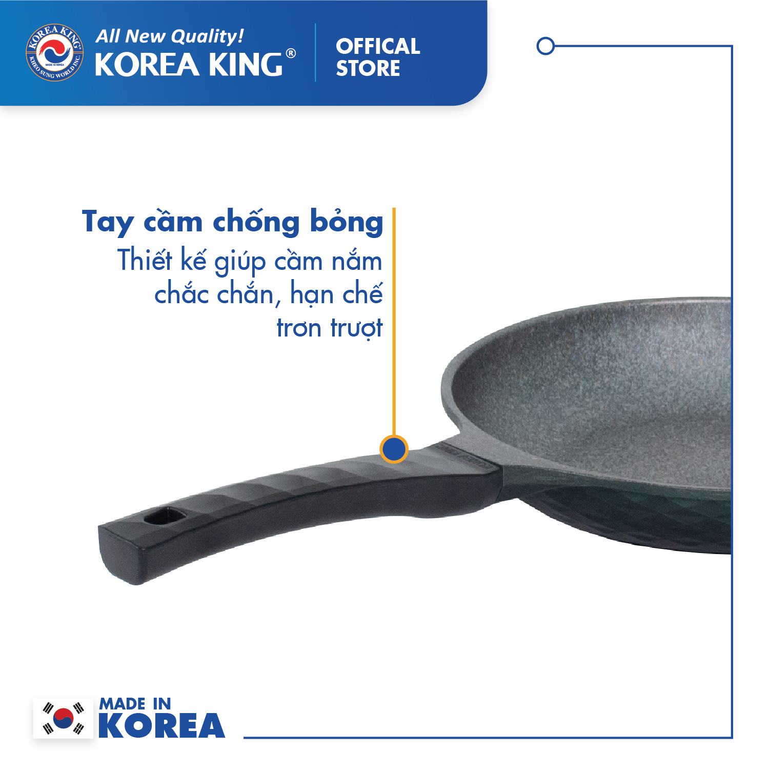Chảo cạn Diamond Premium Korea King KFP-20DI -Hàng chính hãng