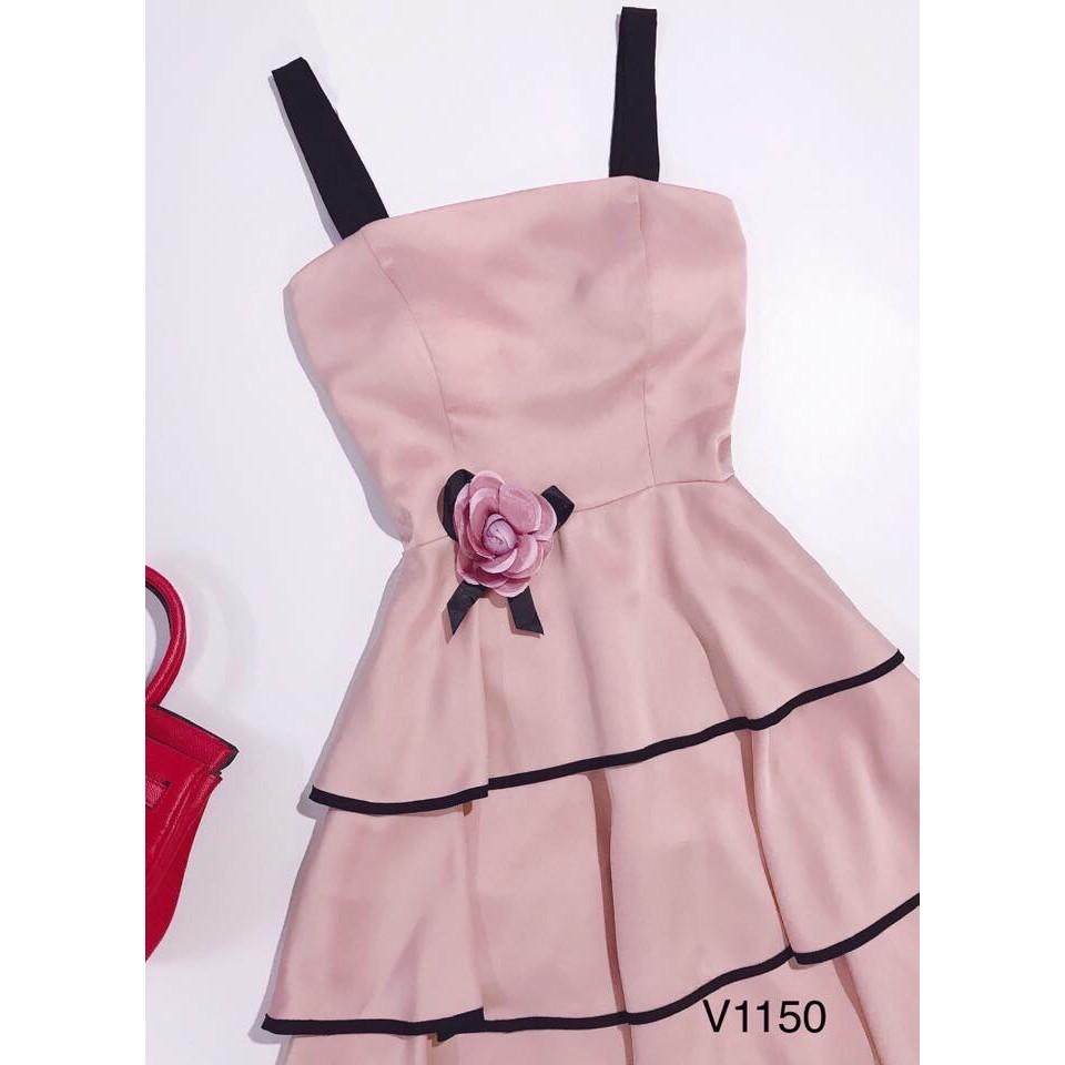 Đầm xòe 4 tầng đính bông - hàng thiết kế chuẩn shop