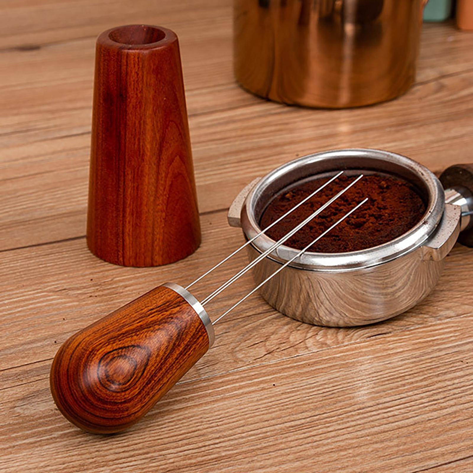 Coffee Distributor Needle Natural Wood Handle for Coffee Powder Tool Kitchen