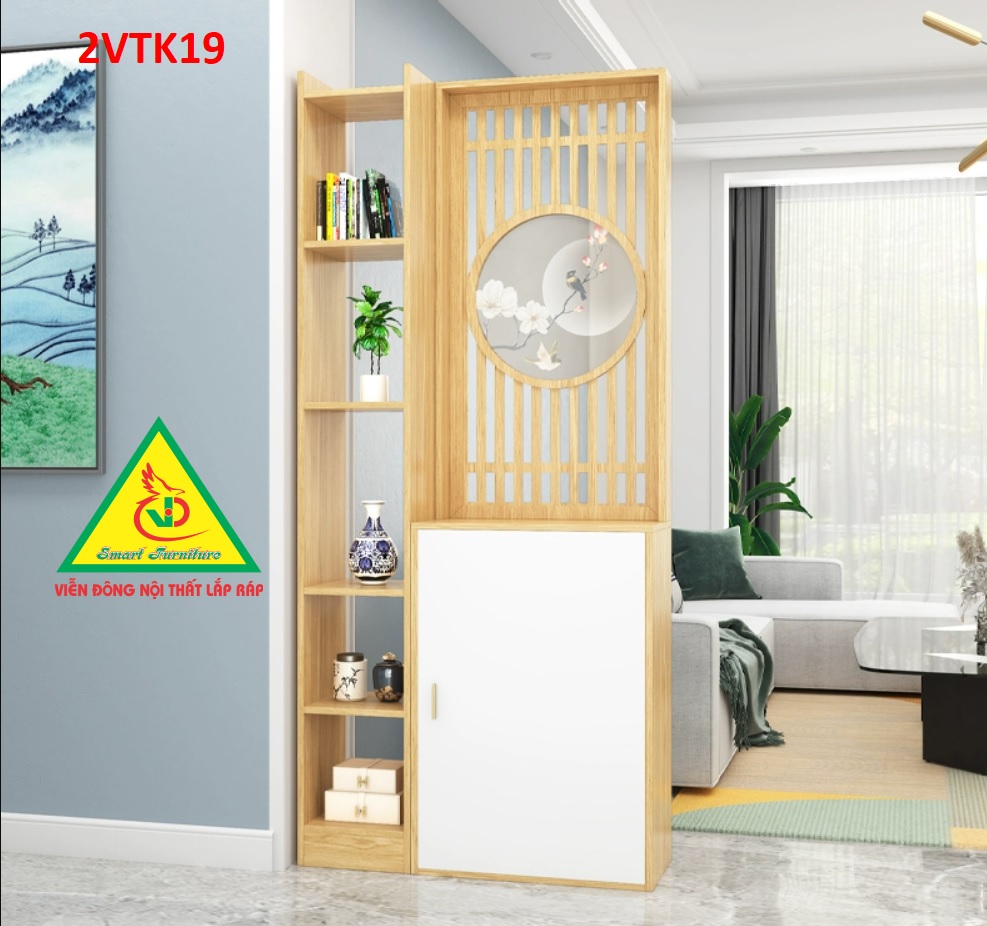 Tủ kệ trang trí kiêm vách ngăn phòng khách , nhà bếp 2VTK19- Nội thất lắp ráp Viendong Adv