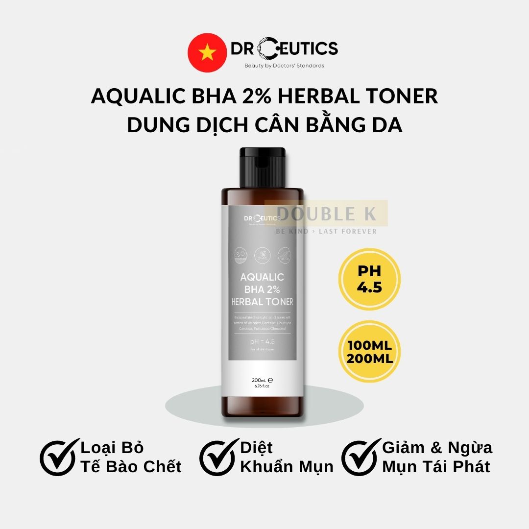 DrCeutics Aqualic BHA 2% Herbal Toner (Nền Nước) - Double K