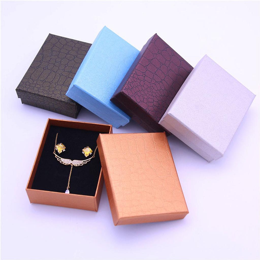 12pcs Cardboard Jewelry Box w/ Sponge Rings Box Square Gift Box Purple