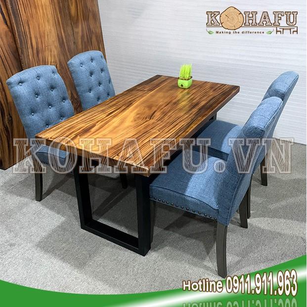 Mẫu bàn ăn gỗ me tây nguyên tấm hiện đại