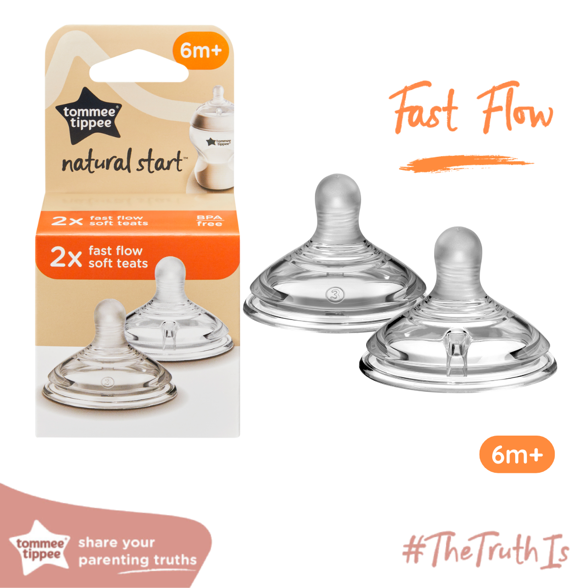 COMBO Bình Sữa Ty Siêu Mềm Tự Nhiên Tommee Tippee Natural Start 340ml & Núm Ty Silicon Thay Thế 6M+