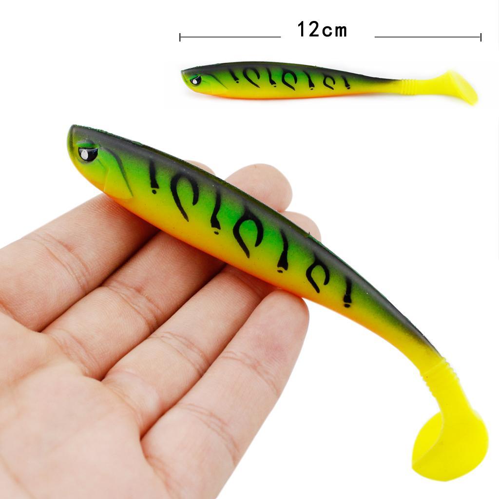 5 Pieces Artificial Baits Soft Fishing Lures Lifelike T Tail Fish Swimbaits