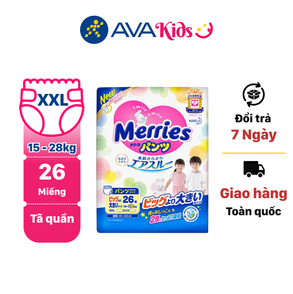 Tã quần Merries size XXL 26 miếng (từ 15 - 28 kg)