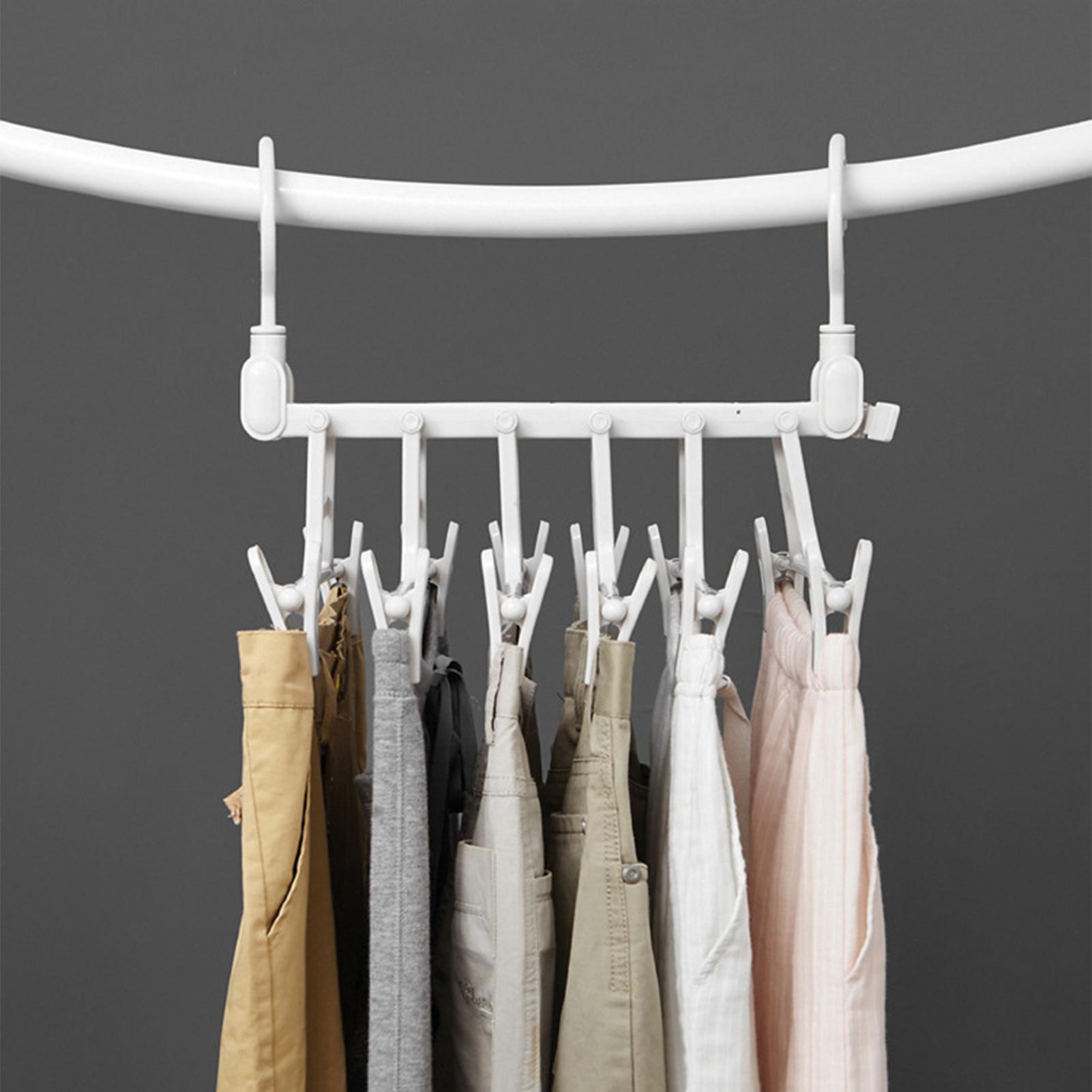Foldable 360° Swivel Hook Hanger with Clips for Trousers,Shirts,Socks