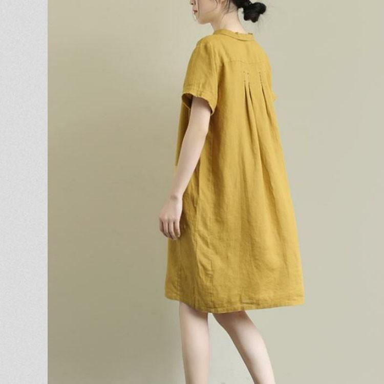 Đầm suông đũi cổ sen vuông form rộng trẻ trung, chất vải đũi mềm mát, thời trang phong cách Nhật Bản
