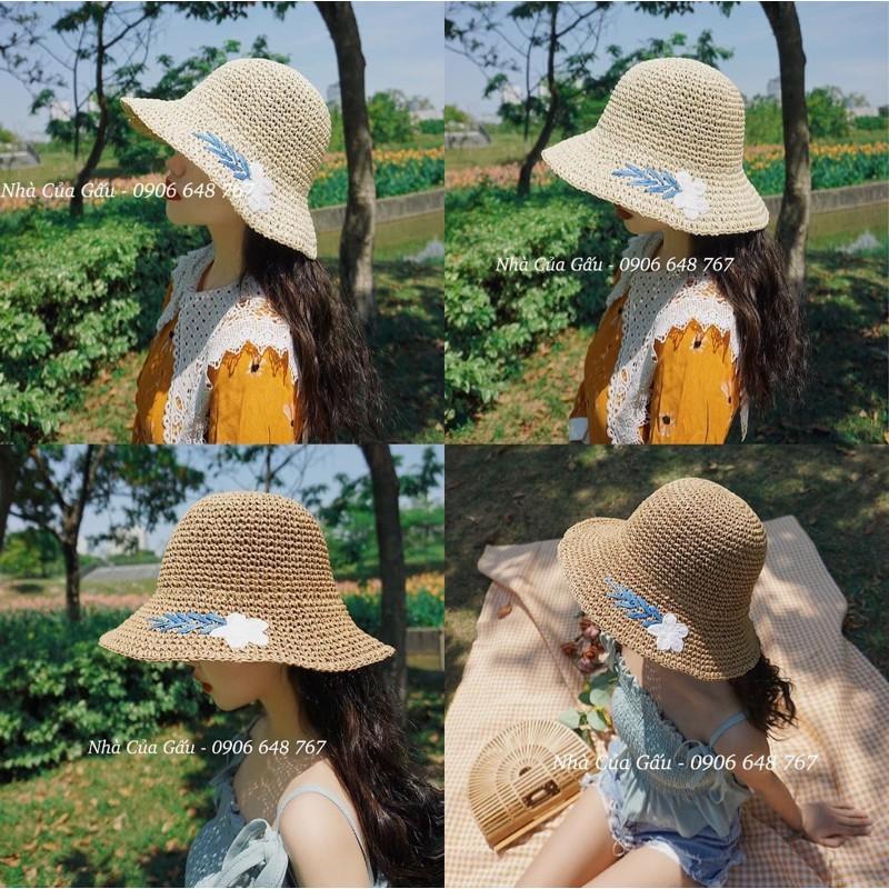 Nón cói thêu 1 cúc tinh tế