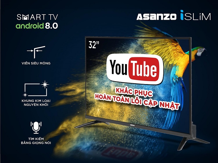 Smart Tivi Asanzo 43 inch 43SL600 - Android TV, Wifi, Youtube - Hàng chính hãng