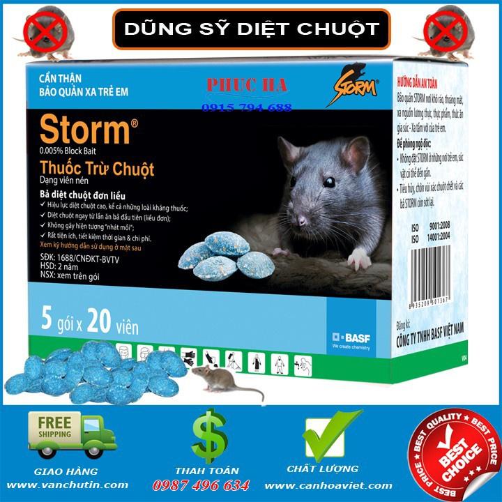 Thuốc diệt chuột Storm 2 gói 40 Viên, Bả diệt chuột sinh học hiệu quả