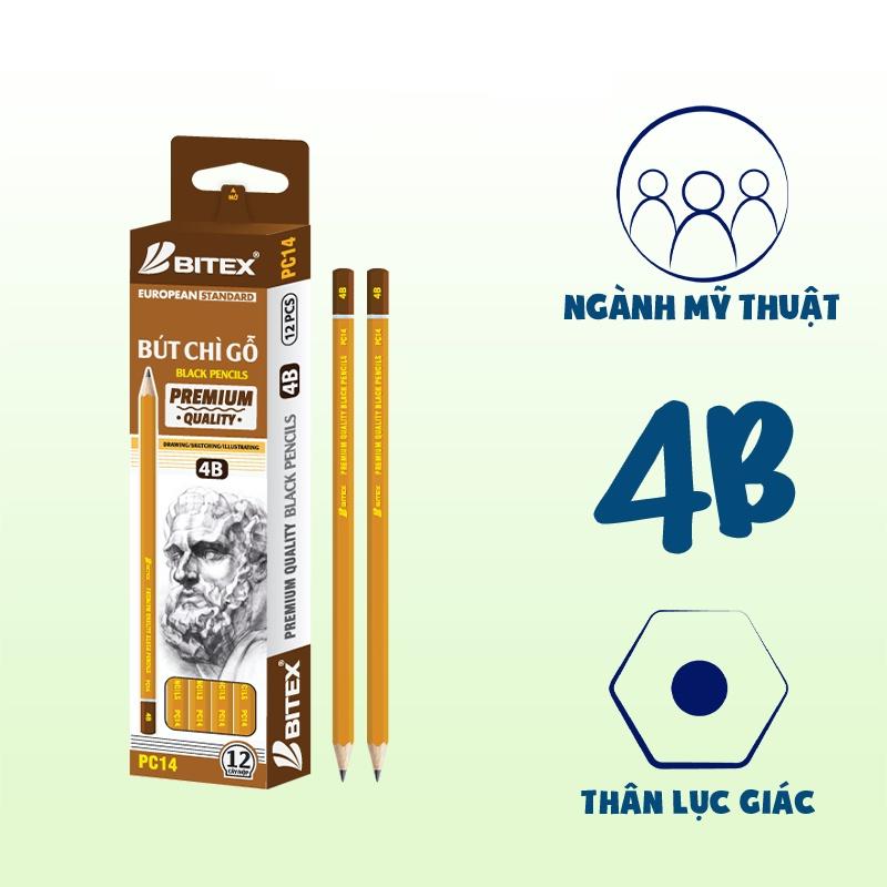 Hộp 12 bút chì mỹ thuật Bitex 4B Premium PC14