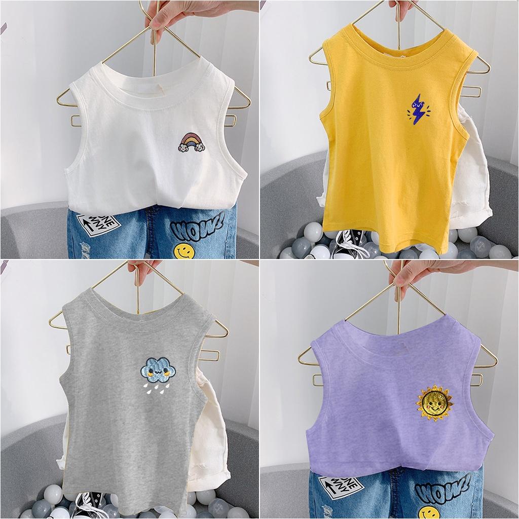 Áo thun ba lỗ sát nách bé trai 1 2 3 4 5 6 7 tuổi chất cotton mềm mịn thoáng mát, Quần áo bé trai 2022