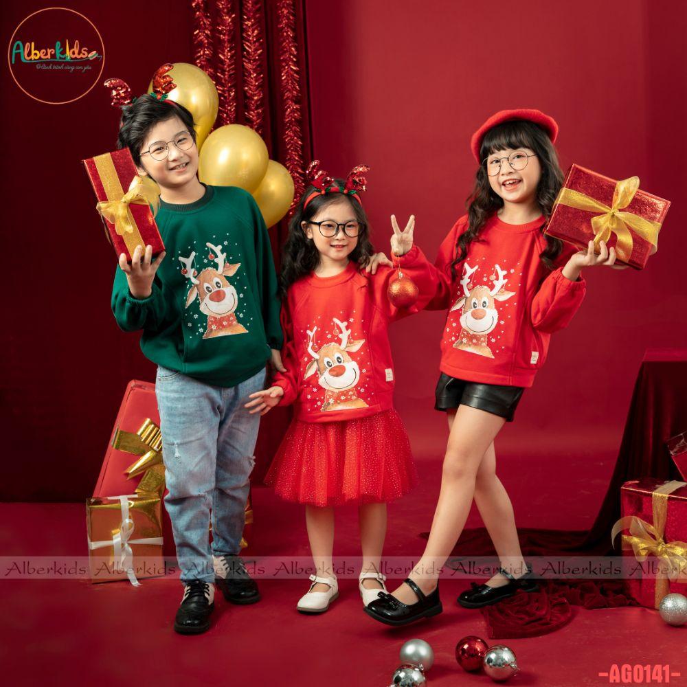 Áo nỉ noel có túi cho bé trai, bé gái ALBERKIDS thu đông cho trẻ em 2,3,4,5,6,7,8,9,10,11,12 tuổi