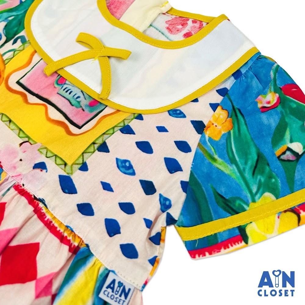 Đầm bé gái Họa Tiết Xanh cotton - AICDBGIMCRGF - AIN Closet