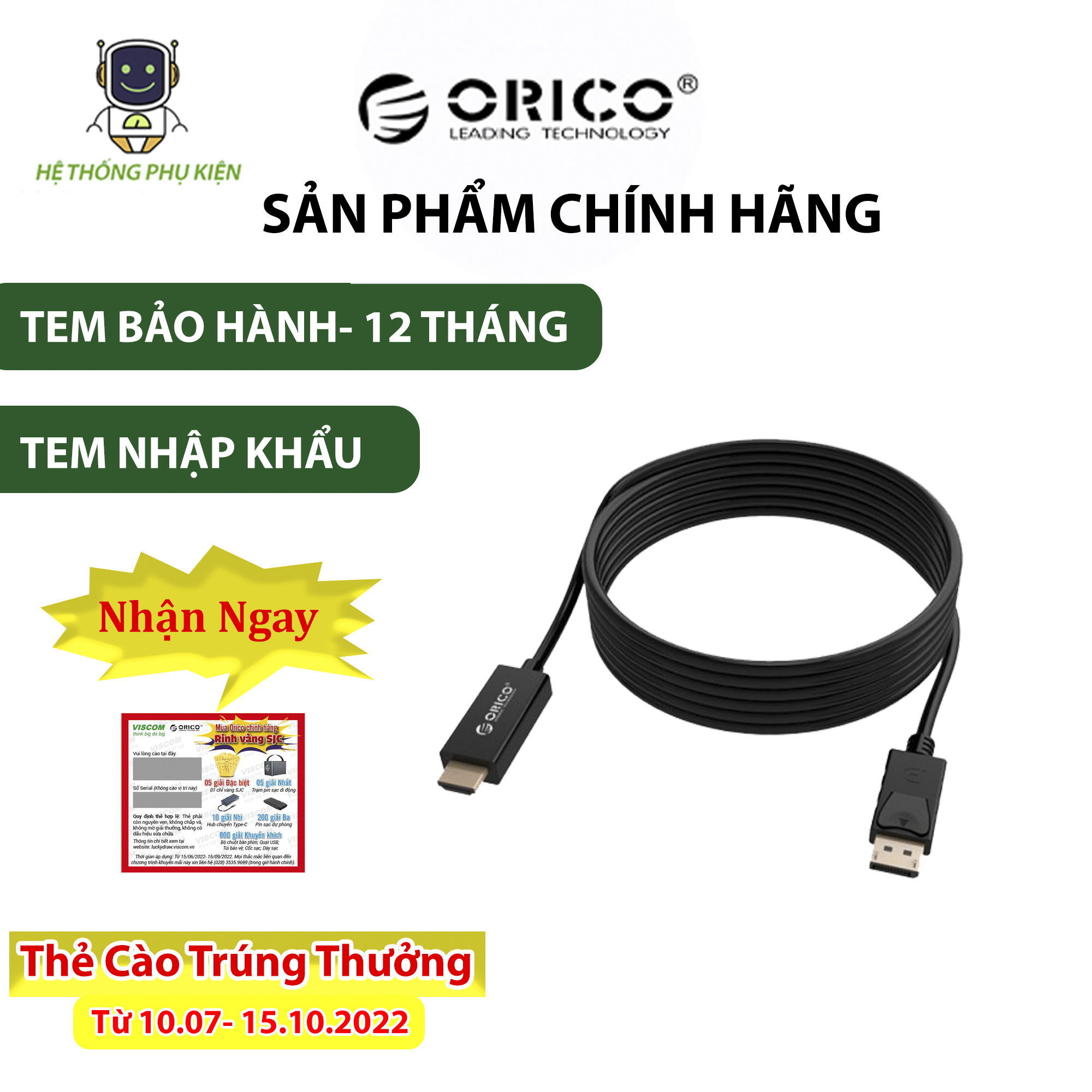 Đầu Chuyển Đổi Display Port Sang HDMI ORICO DPH-M18-BK Hàng Chính Hãng