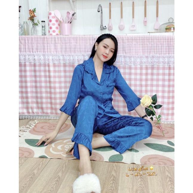 Đồ Bộ Pijama Tay Lỡ Gấm Cao Cấp Hàng Có SizeGiảm 10K Đơn 200K