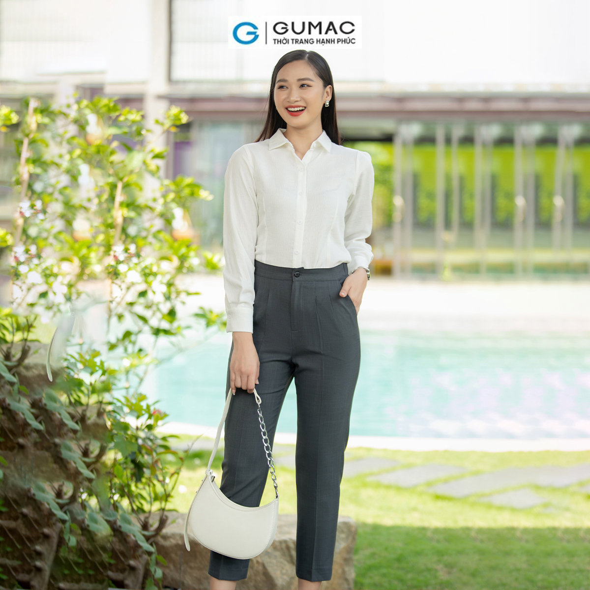 Quần tây nữ ống đứng xếp ly tôn dáng thanh lịch thời trang GUMAC QD07036