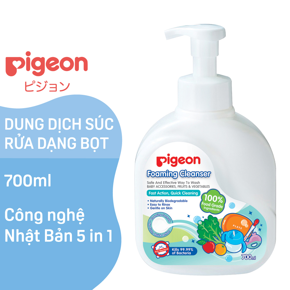 Dung dịch súc rửa bình sữa dạng bọt Pigeon 700ml