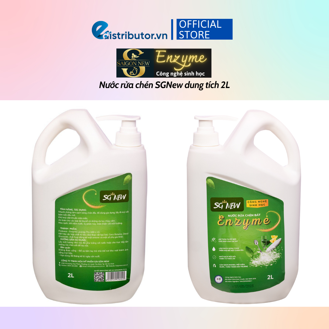 Nước rửa chén - nước giặt xả Enzyme - nước giặt xả dành cho em bé SGNew (Dung tích 1.8-2L) - Hàng chính hãng