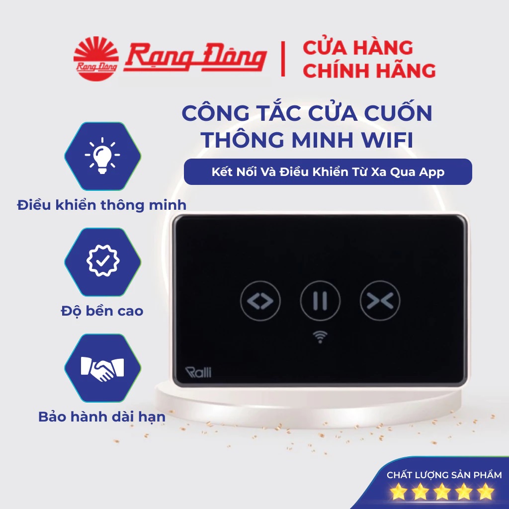 Công tắc cửa cuốn thông minh Rạng Đông Model: CTCU.WF CN.DOT, Điều Khiển Cửa Cuốn Wifi Hẹn Giờ Từ Xa Qua App Rạng Đông Smart - Hàng chính hãng
