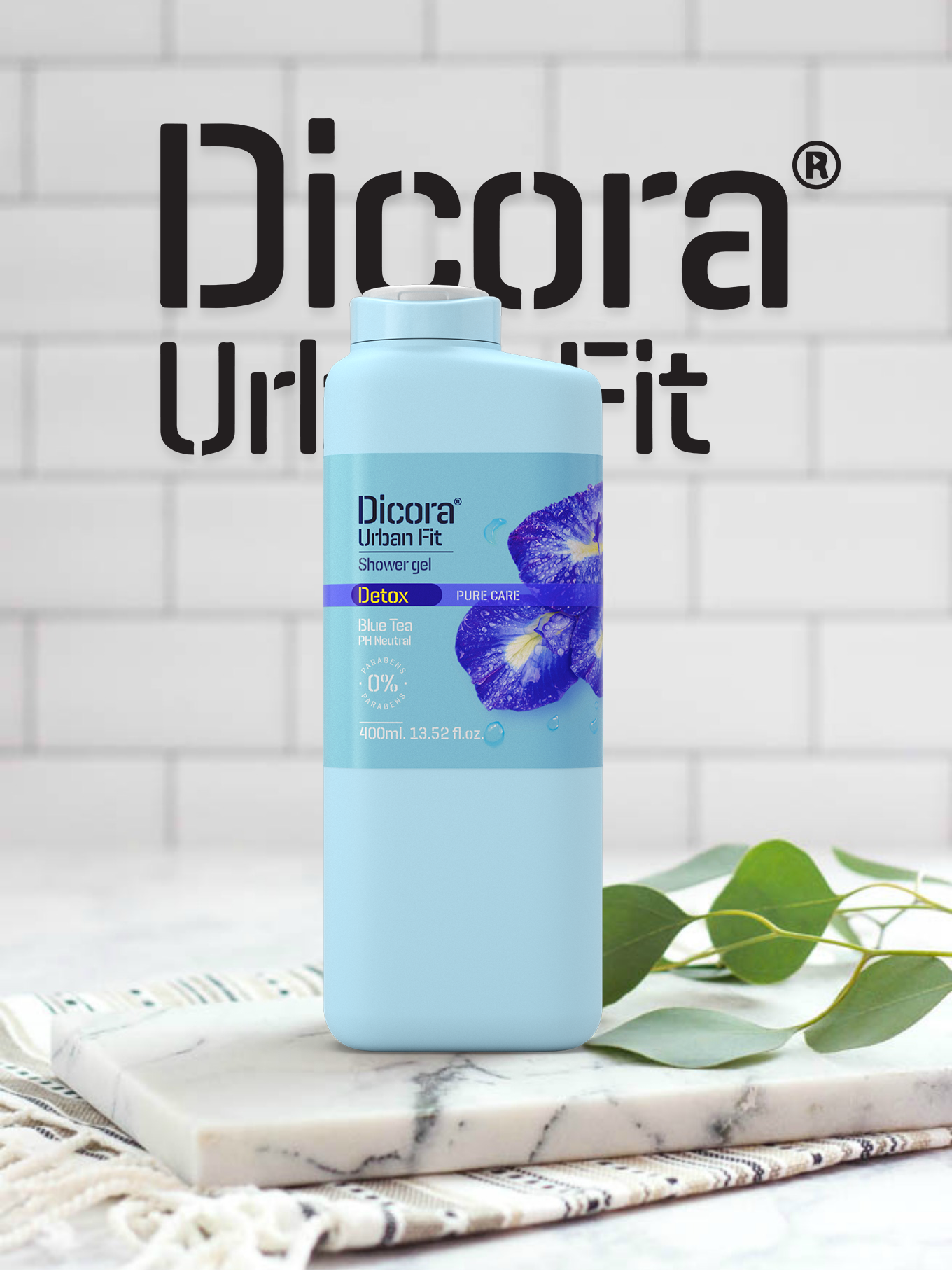 Sữa tắm Dicora Urban Fit detox pure care blue tea hoa đậu biếc giúp dưỡng ẩm, làm mềm da 400ml