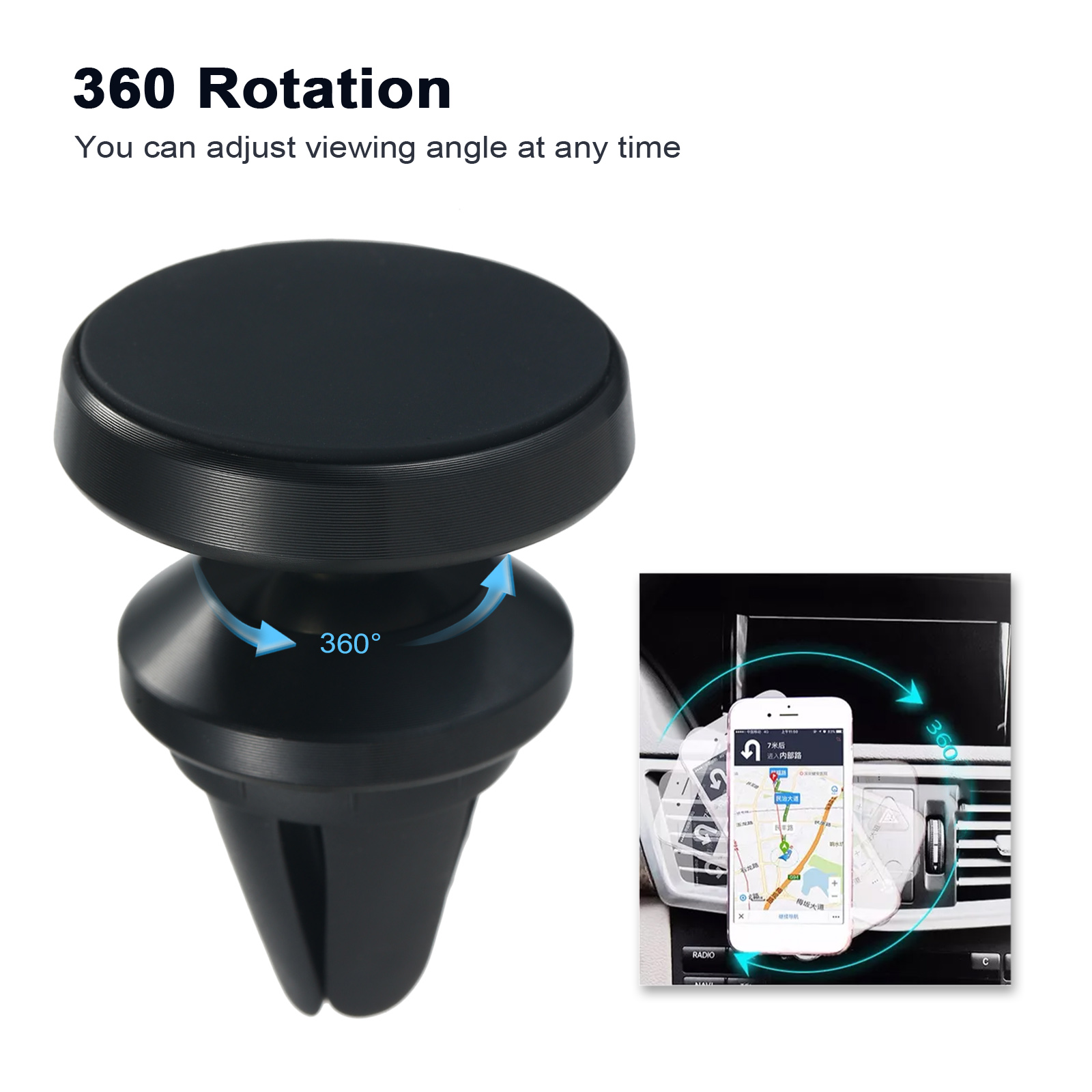 Giá Đỡ Điện Thoại Đa Năng Trên Ô Tô Xoay 360 Độ Với Lỗ Thông Hơi Nam Châm