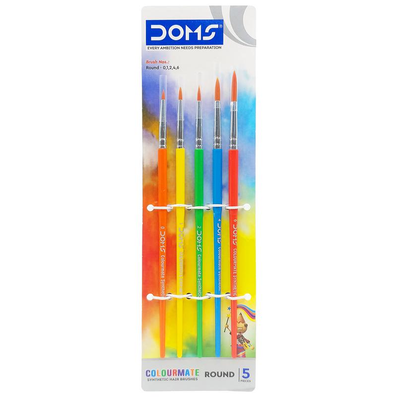 Bộ 5 Cây Cọ Vẽ Tổng Hợp Đầu Tròn - DOMS Colormate 8341