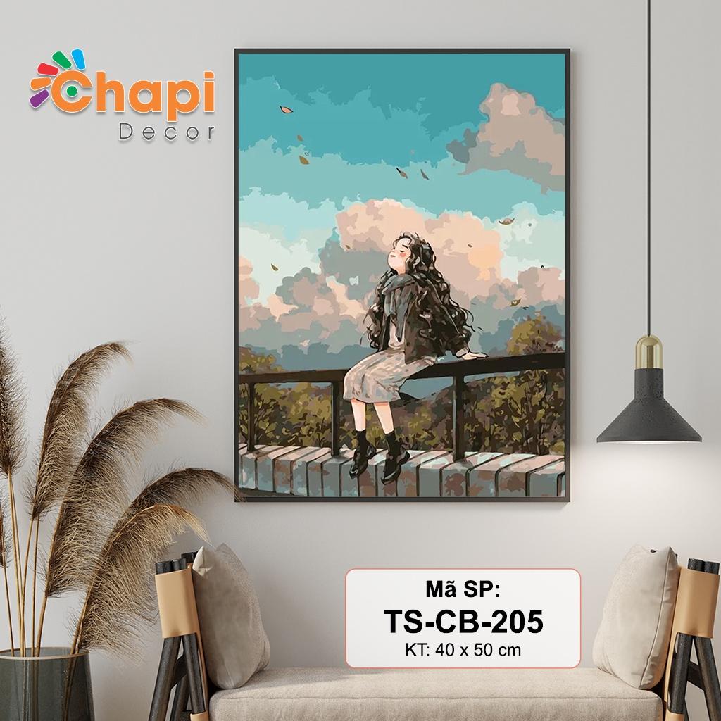 Tranh tô màu số hóa Cô Bé Tóc Xù KT 40x50cm đã căng khung, Có dầu bóng | Chapi Decor