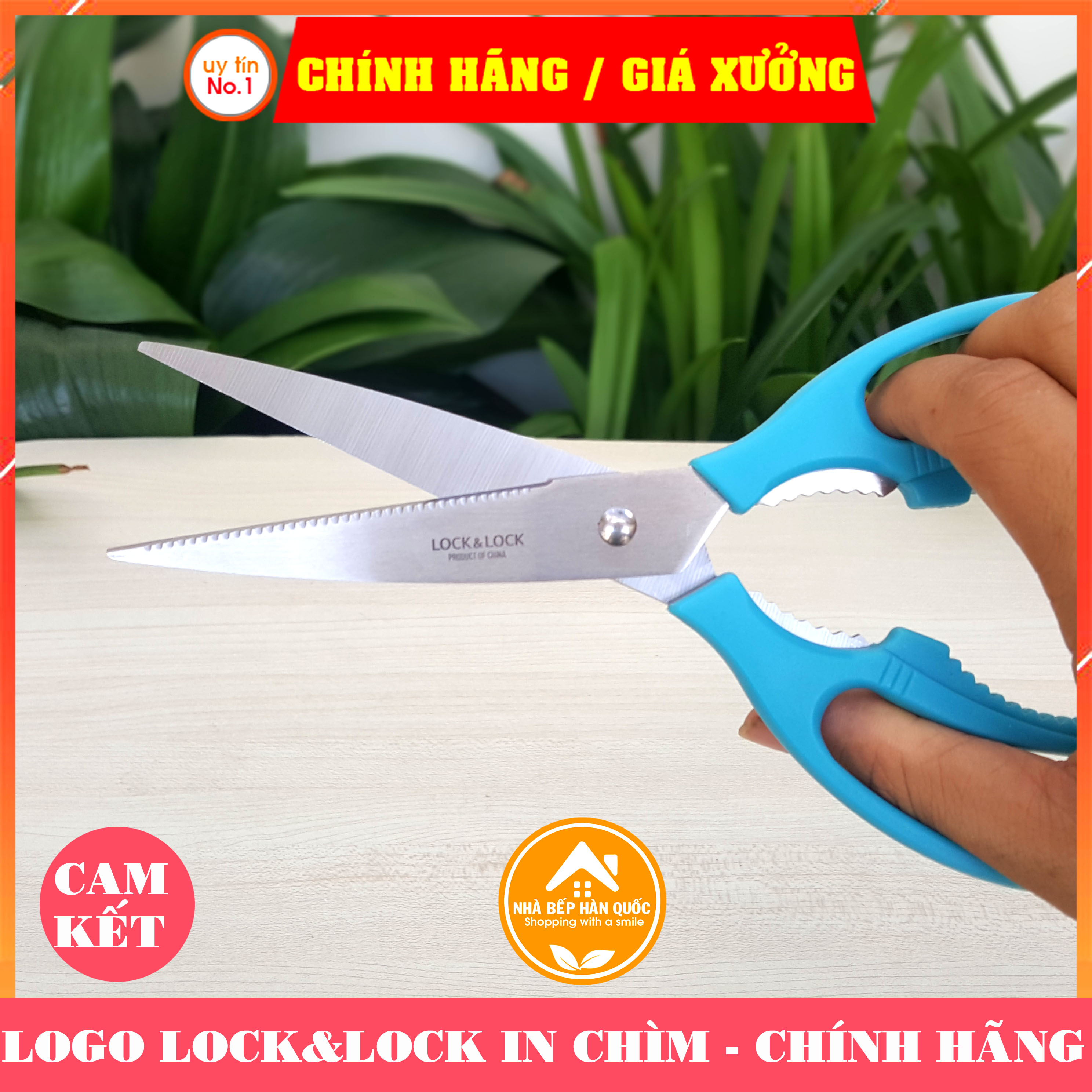 Kéo nhà bếp đa năng Lock&Lock Lock&lock Multi Kitchen Scissors F00097 màu xanh dương dài 21cm