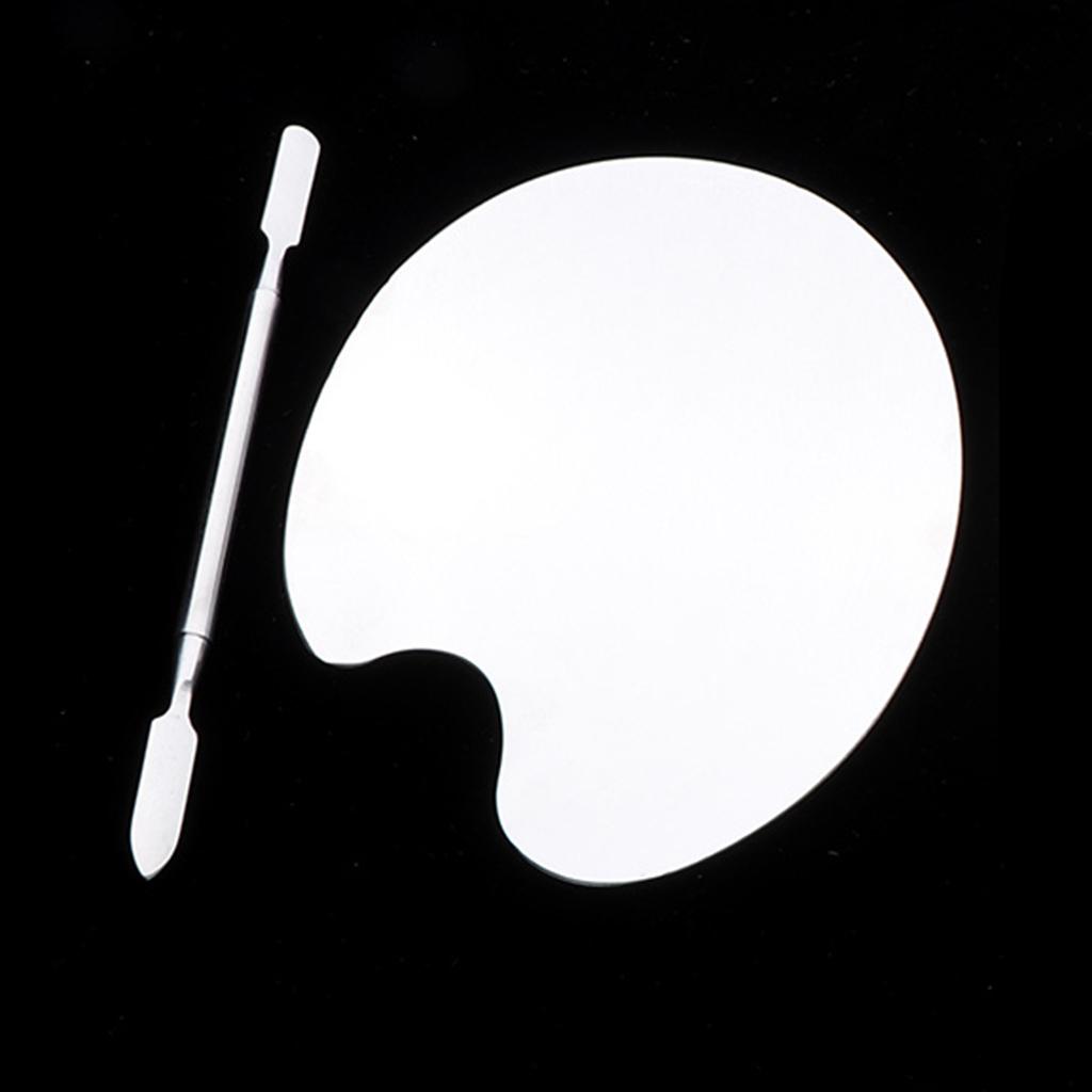 2x Stainless Steel Palette Nail Art Gel Polish Cosmetic Makeup Foundation Mixing Paint Plate DIY Manicure Tool 12.5x9 cm