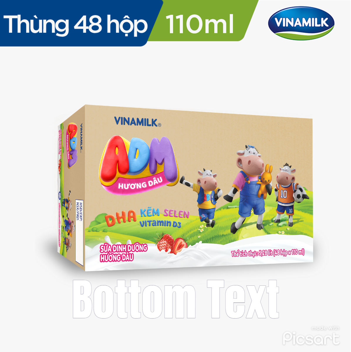 Sữa dinh dưỡng Hương Dâu Vinamilk ADM - Thùng 48 hộp 110ml