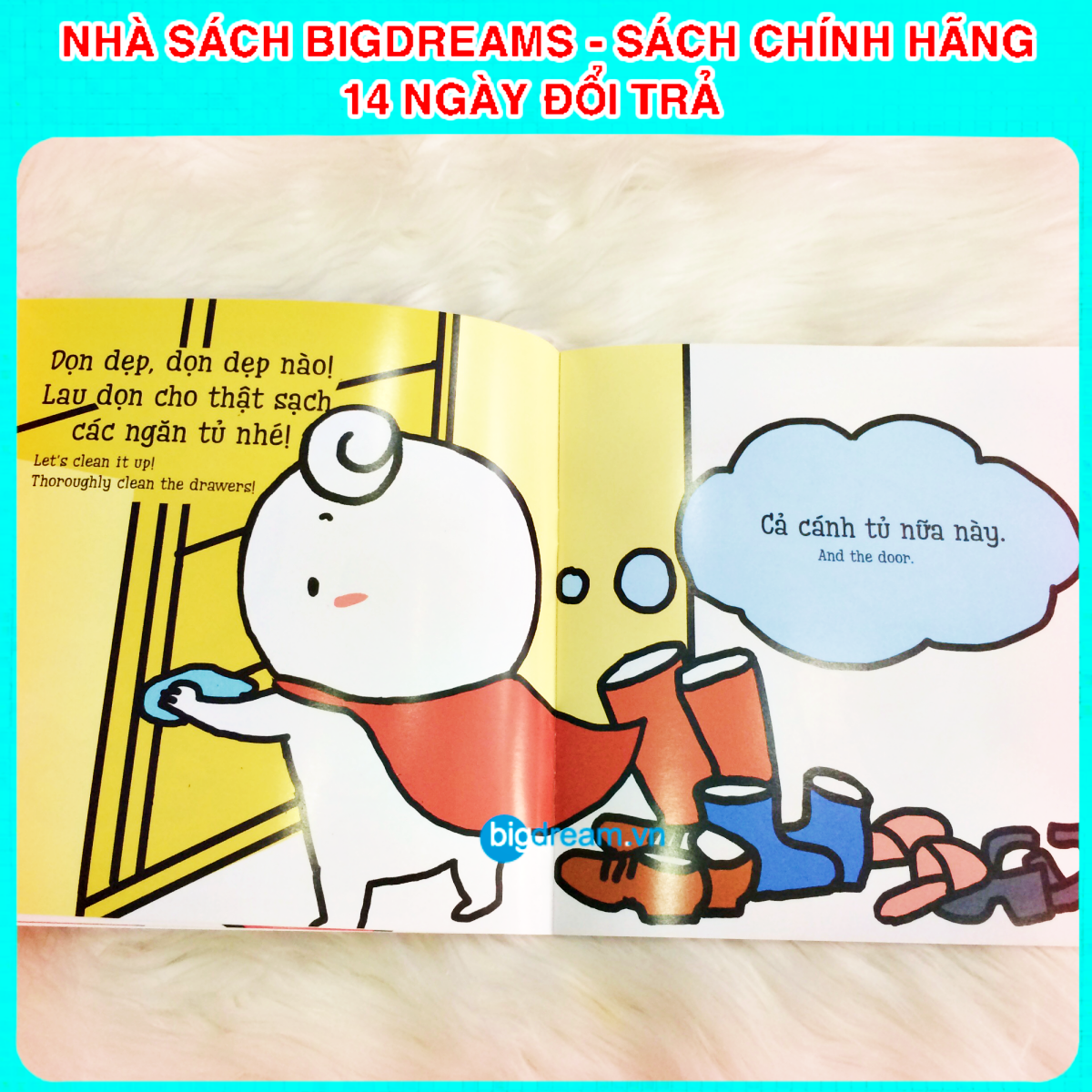 BẢN MỚI SONG NGỮ Miu Miu Tự Lập - Dọn Tủ Giày Ehon Kĩ Năng Sống Cho Bé 1-6 Tuổi Miu miu hiểu chuyện Miu bé nhỏ