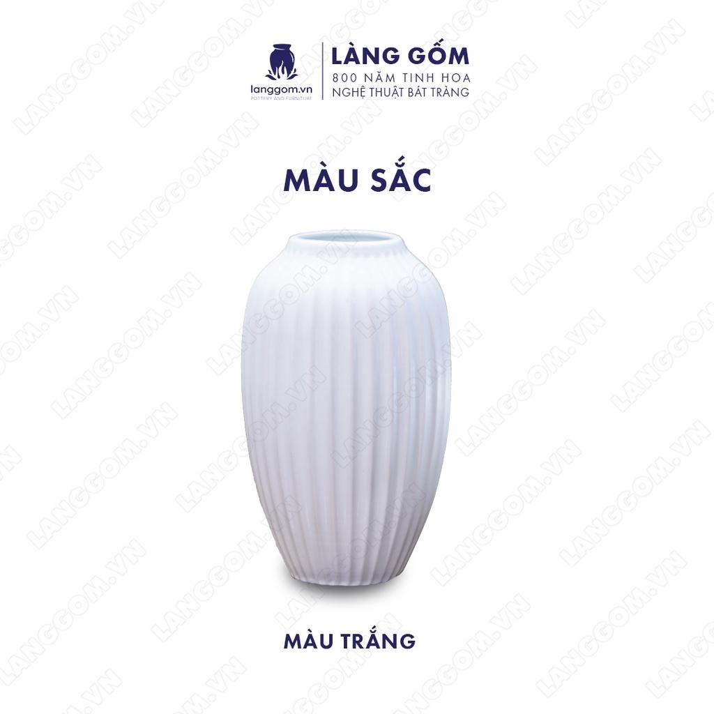 Bình hoa, lọ hoa Gốm sứ Bát Tràng cao cấp Men trắng vò dưa dùng làm quà tặng, trang trí - Làng Gốm Bát Tràng