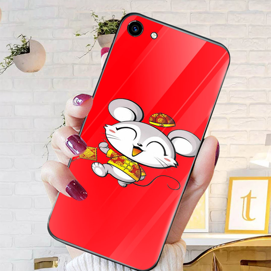 Ốp kính cường lực cho điện thoại Oppo F1S/A59 - Chuột vui tết 02 MS CVT02