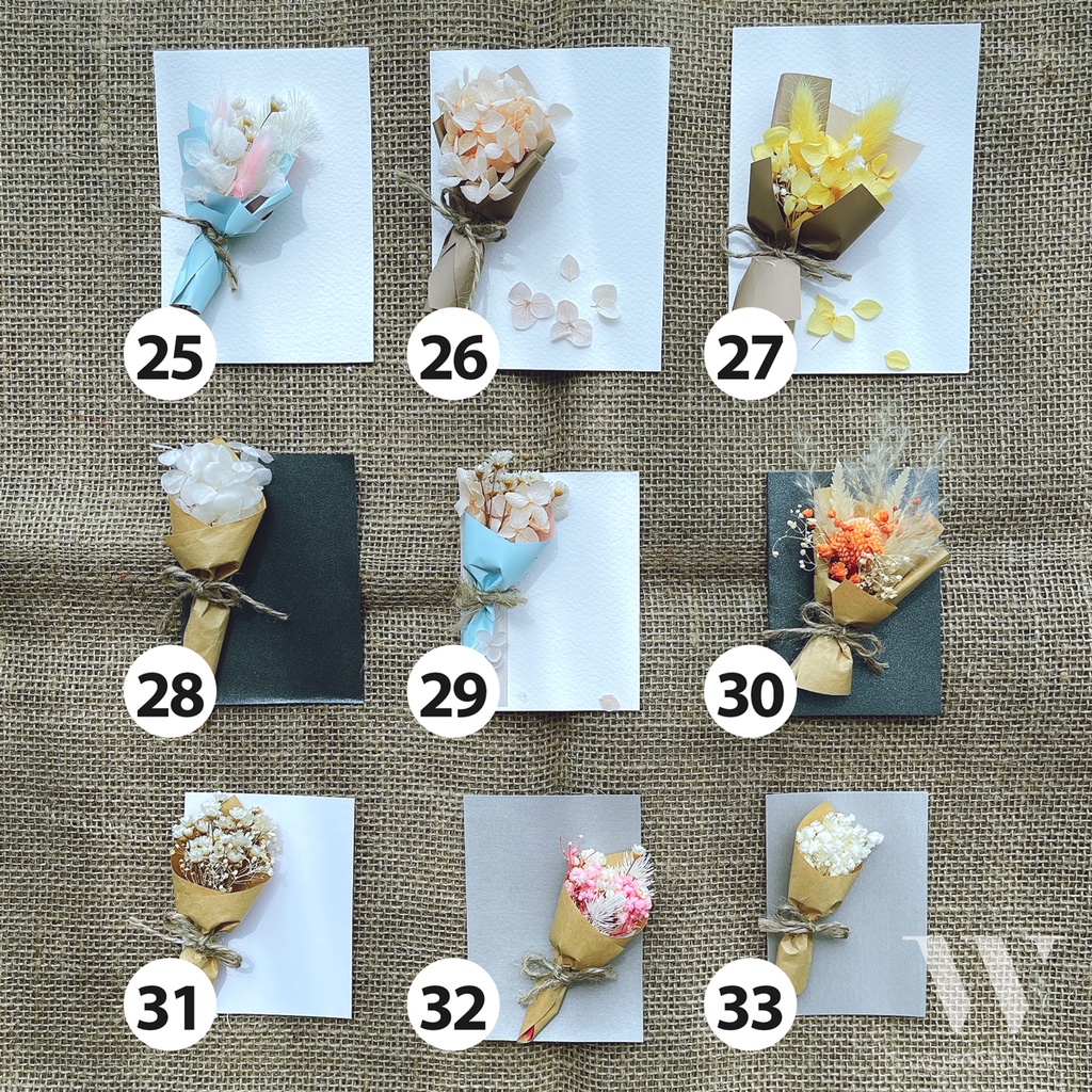 Thiệp hoa khô cao cấp handmade W by IXORAT quà tặng sinh nhật giáng sinh các ngày lễ decor chụp ảnh