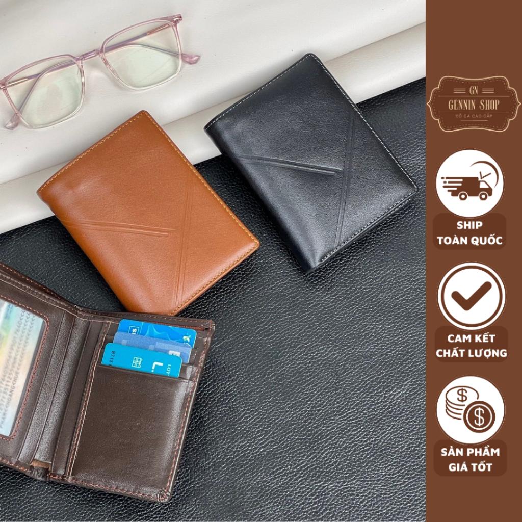 Ví Nam Da Bò Nappa Sọc L Tc - Ví Nam Da Hàng Cao Cấp Chất Da Bò Thật 12x 9.x 2.5 cm - GENNIN STORE