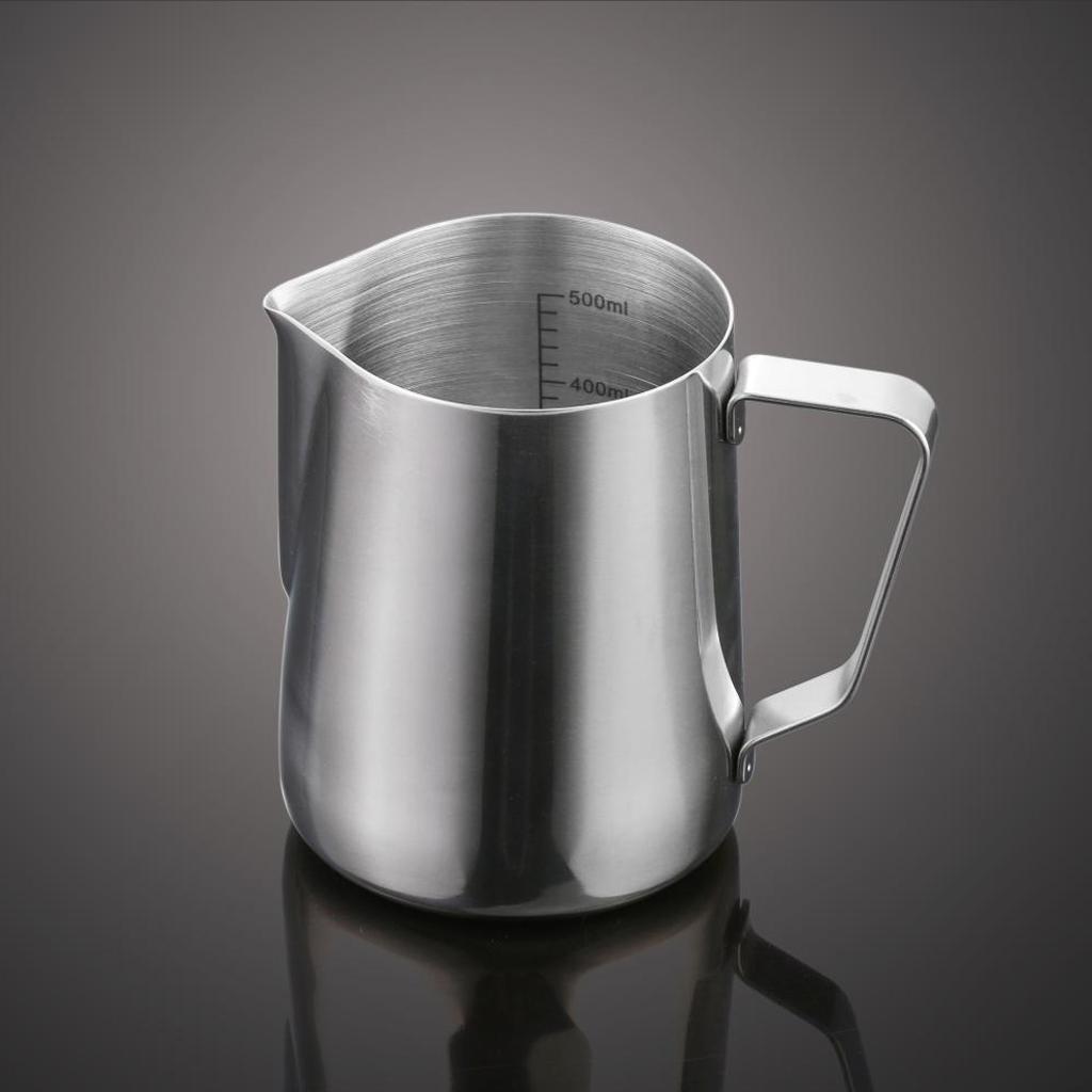 600ML Steel Coffee Milk Frothing Jug Garland Cup with Scale Thermometer