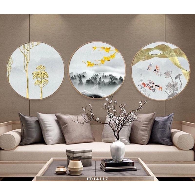 Bộ 3 Tranh Tráng Gương Cao Cấp Hình Tròn