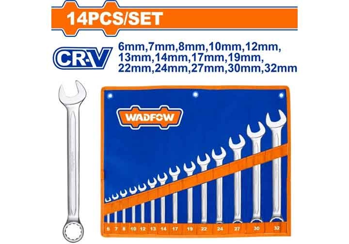 [CHÍNH HÃNG] Bộ 14 cờ lê vòng miệng WSP1M14 6-32mm WADFOW