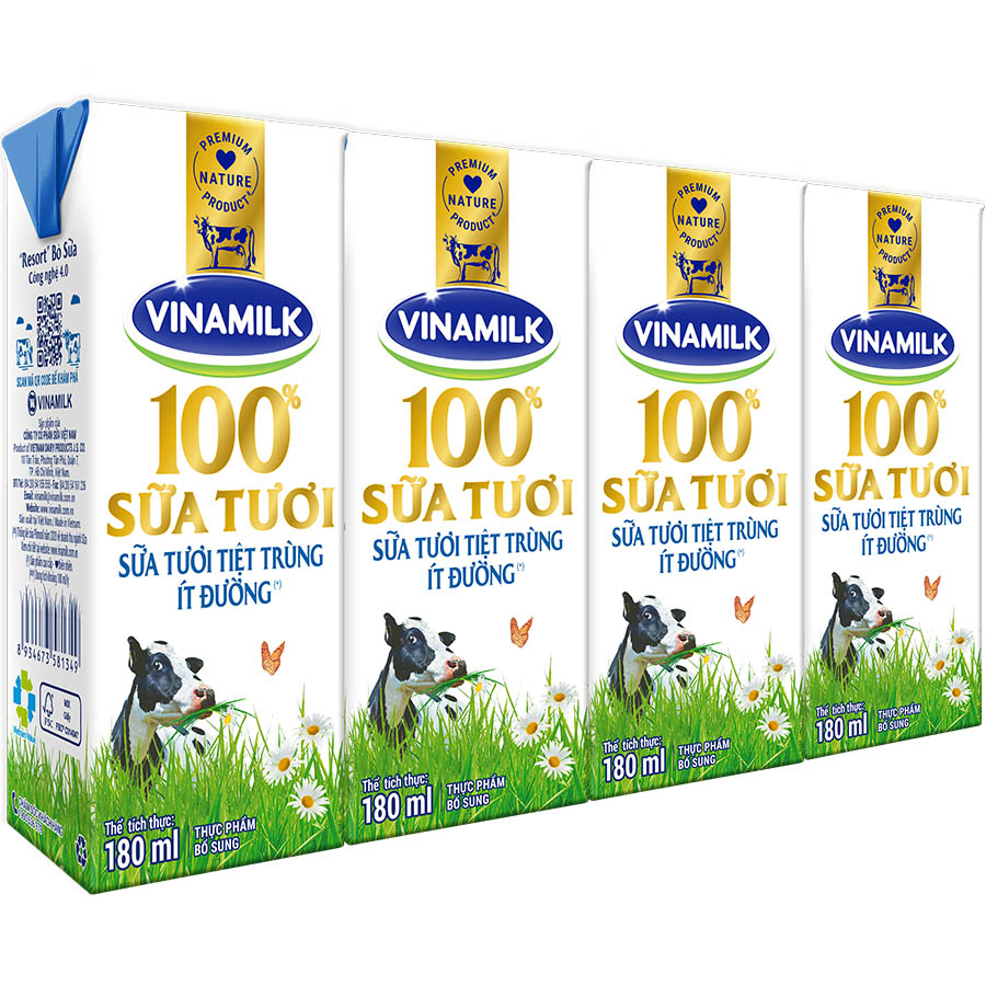 Thùng 48 Hộp Sữa Tươi Tiệt Trùng Vinamilk 100% Ít Đường