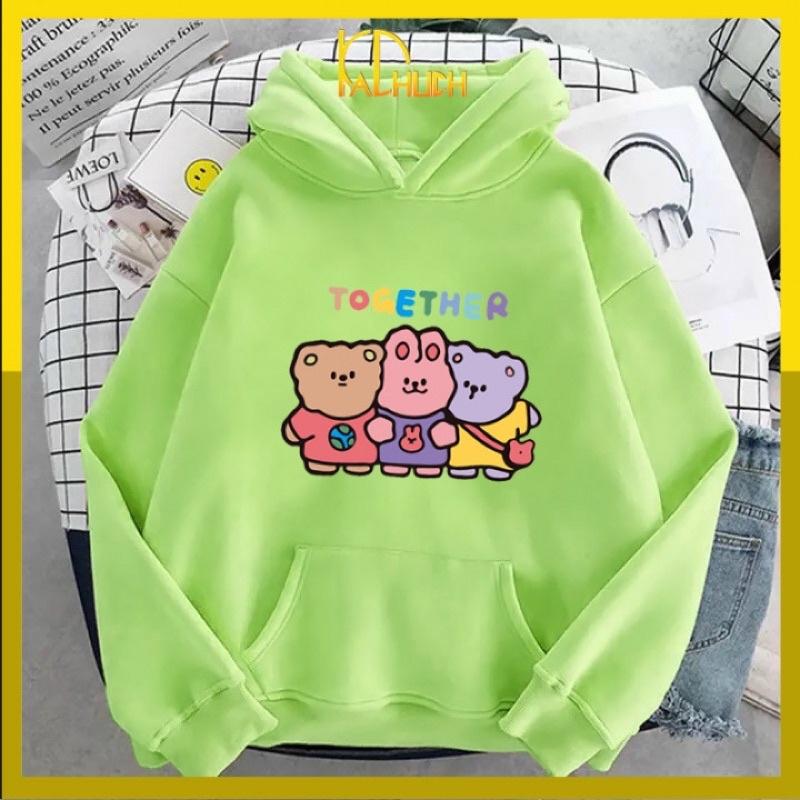 Áo khoác hoodie in TOGETHER nhiều màu vải nỉ size 40-70kg cho cả nam và nữ