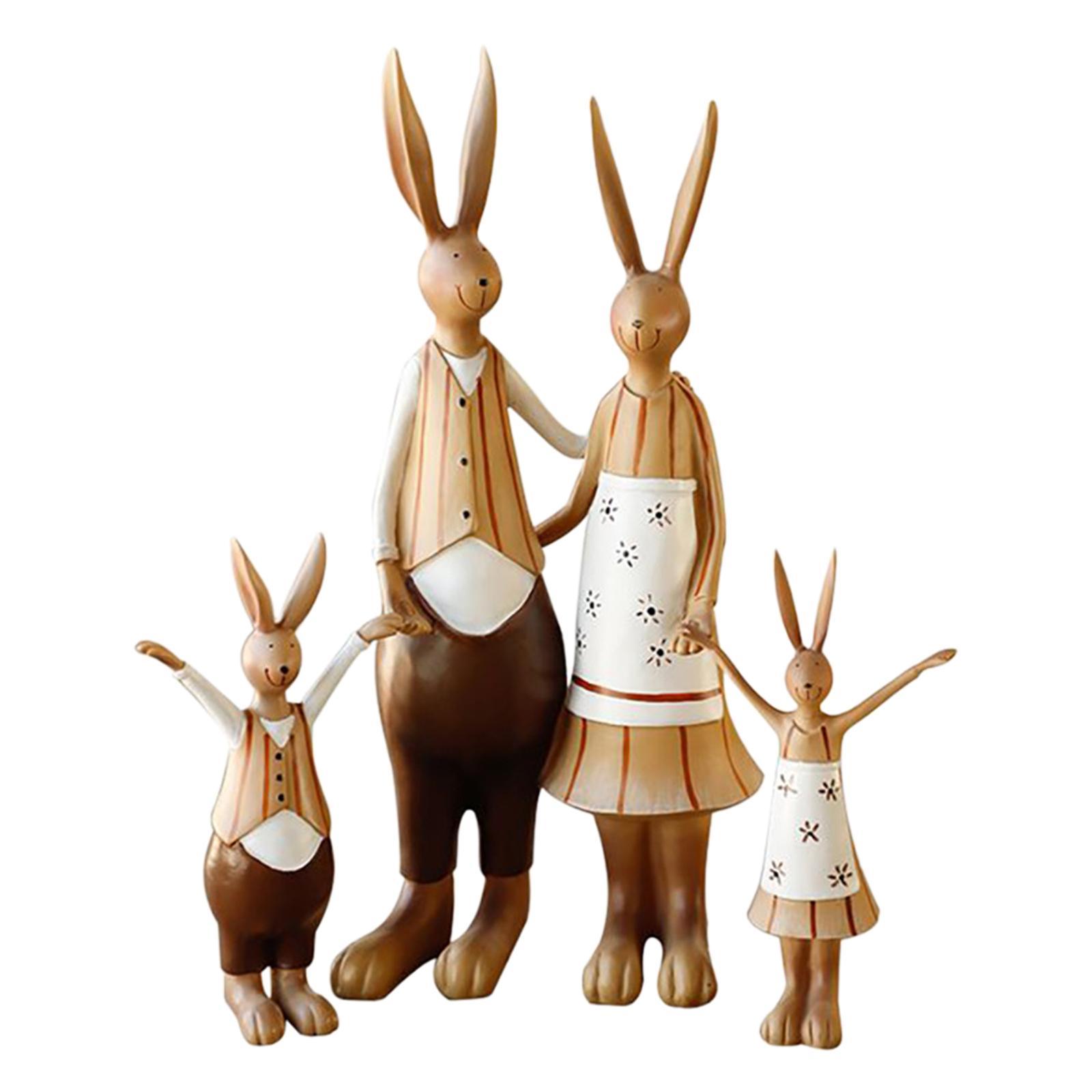 Home Decorative Rabbit Family Figurine Statue,Animal Statue Collectible Bedroom Figurine Statue for Home Cabinet Book Shelf Office