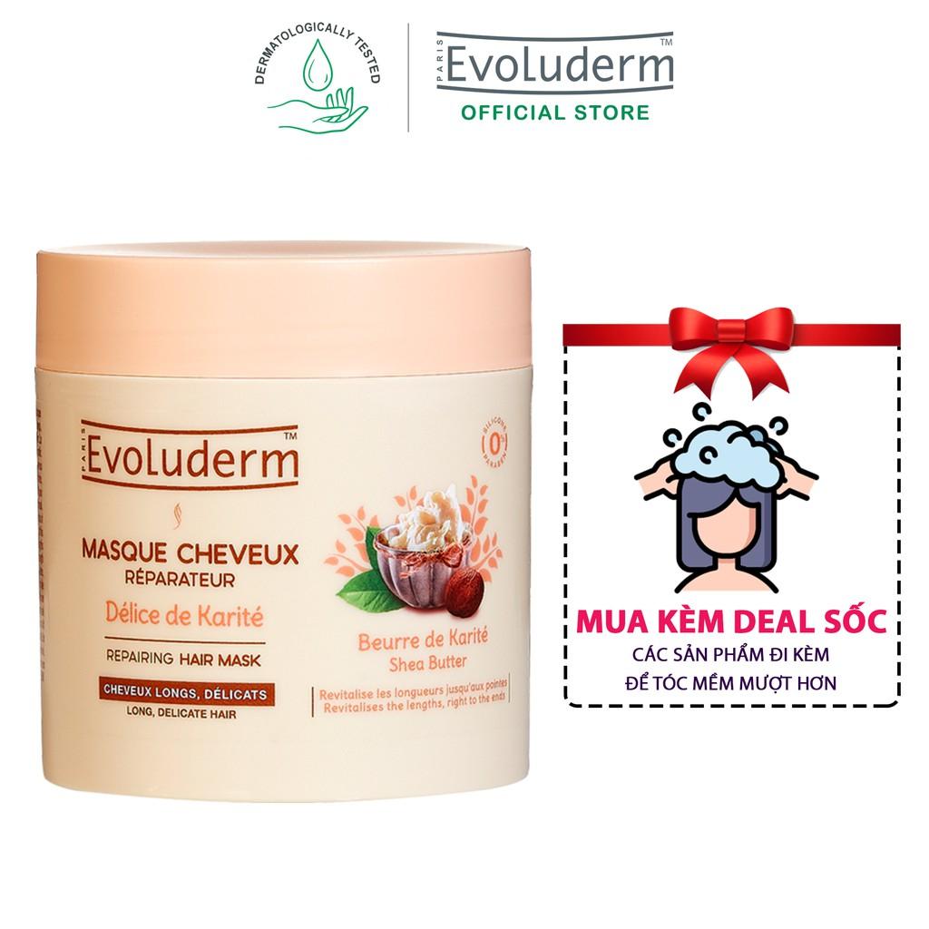 Kem ủ dành cho tóc dài và yếu dễ gãy rụng Evoluderm Masque Cheveux Réparateur Délice de Karité 500ml