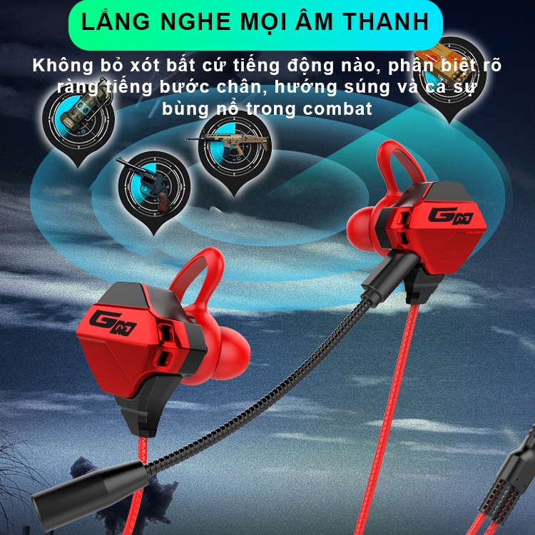 Tai nghe gaming có mic cho điện thoại SIDOTECH G-Pro chuyên chơi game PUBG mobile / FF / ROS / Tốc chiến micro kép chống ồn nâng cấp nghe rõ tiếng bước chân, đi kèm bao da và cáp chuyển đổi - Hàng Chính Hãng