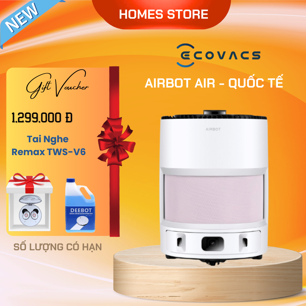 Robot Lọc Không Khí Tự Động Ecovacs Airbot Ava Kết Nối App Diệt Khuẩn UV - Hàng Chính Hãng