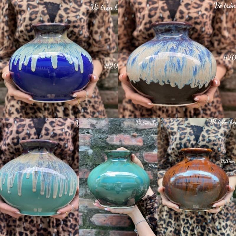 Lọ hoa me hoả biến dáng vò tròn dẹt sz 20cm
