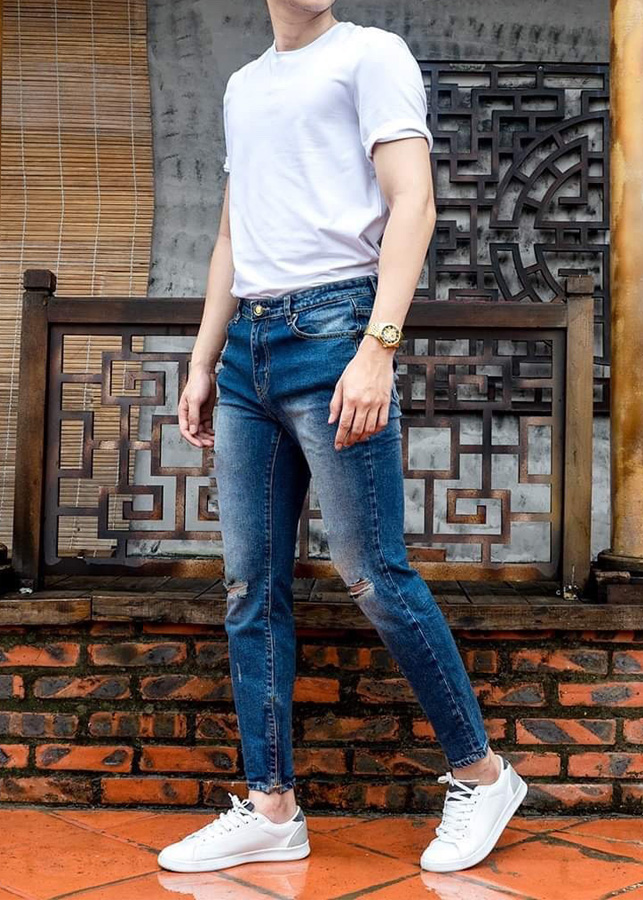 Quần Jeans Xanh Rách Gối Thời Trang XANHRACH58 - Xanh Rách