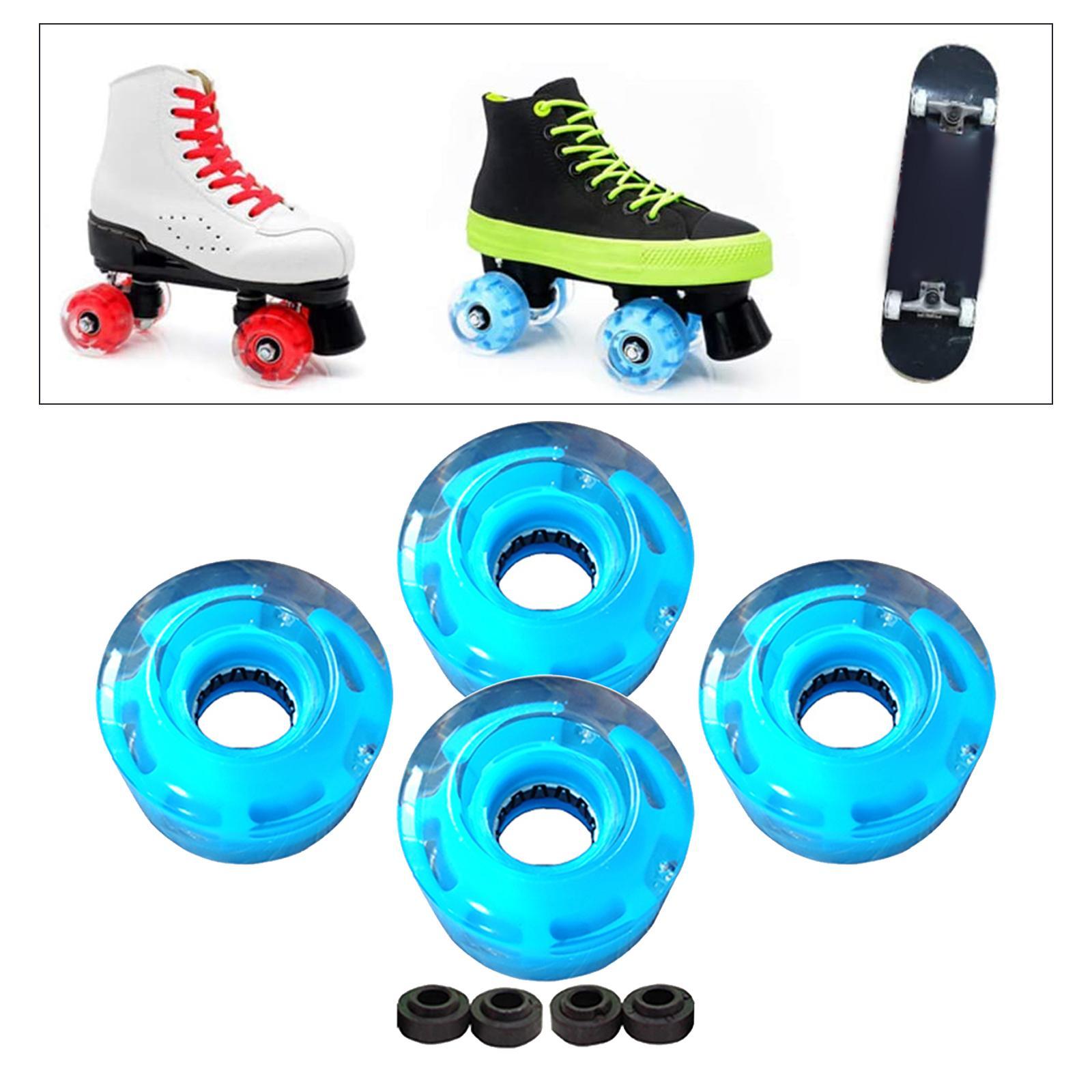 4pcs Roller Skate Wheels Light Flash for Double Row Skating Blue