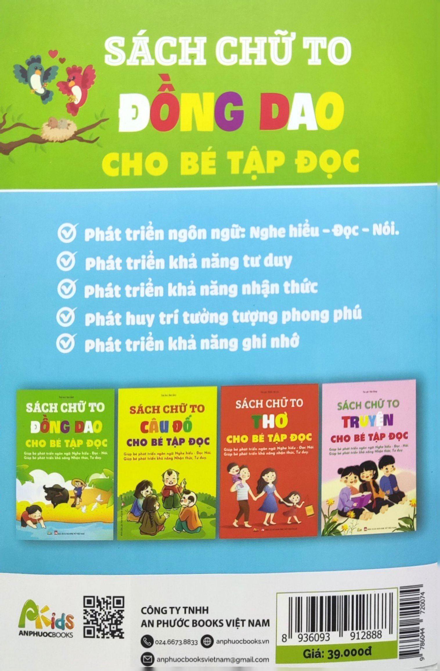 Sách Chữ To Truyện Đồng Dao Cho Bé Tập Đọc